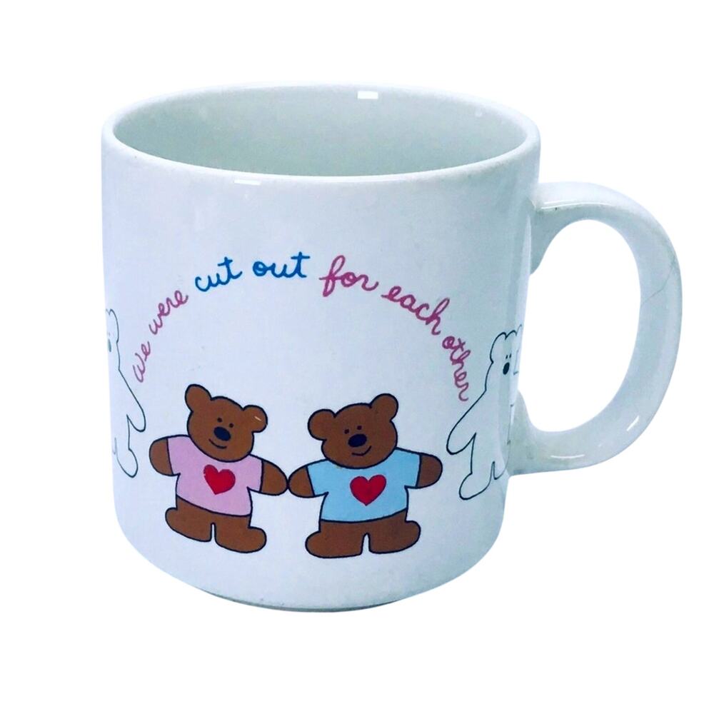 Vintage Russ "We were cut out for each other" Coffee Cup Mug w/ Bears & Hearts